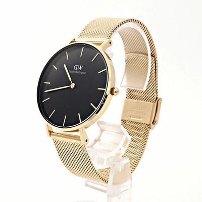 Daniel Wellington DW00100345 Iconic Link Black Dial Gold Band Watch R8041389