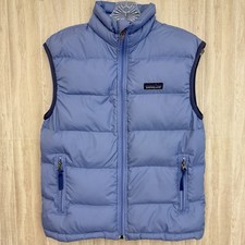 Patagonia Puffer Vest Kids Size Large Down Filled Blue Full Zip Pockets READ