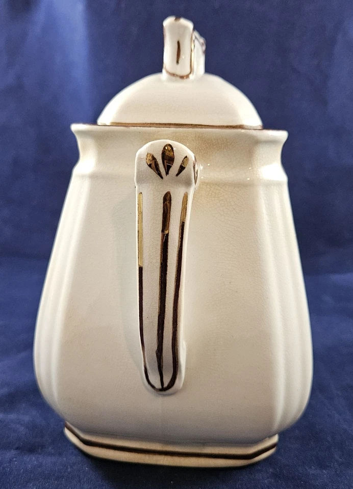 Antique Alfred Meakin Fish Hook Tea Leaf Ironstone Sugar Bowl, 7" Tall, Ca 1880s - Image 2 of 4