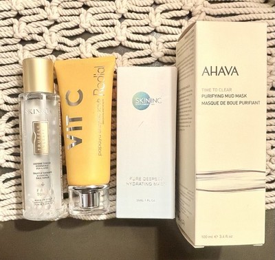 Beauty Bundle:Ahava Mud Mask,Skin INC Hydrating Mask, Skin&Co Toner, Vit C Scrub