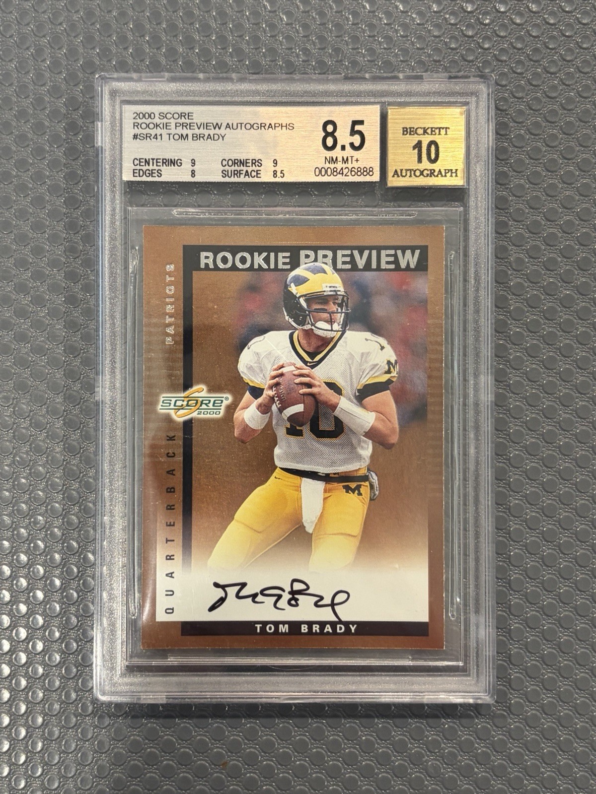 Tom Brady 2000 Score Rookie Preview AUTO BGS 8.5 NM-MT+ w/ 10 Autograph RC #41