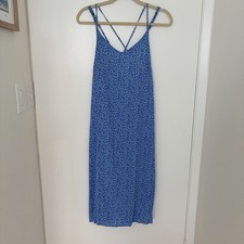 Gap Blue Floral Strappy Back Midi Dress - Small