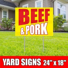 BEEF  PORK Yard Sign with H-Stakes MEAT MARKET butcher chicken beef pork steak