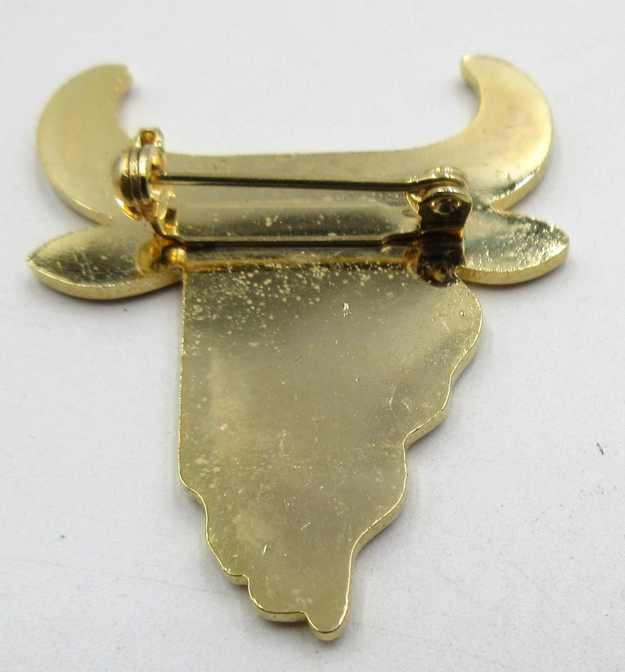 CHICAGO BULLS NBA FINALS WORLD CHAMPS ILLINOIS Enamel men lady Pin red gold tone - Image 2 of 2