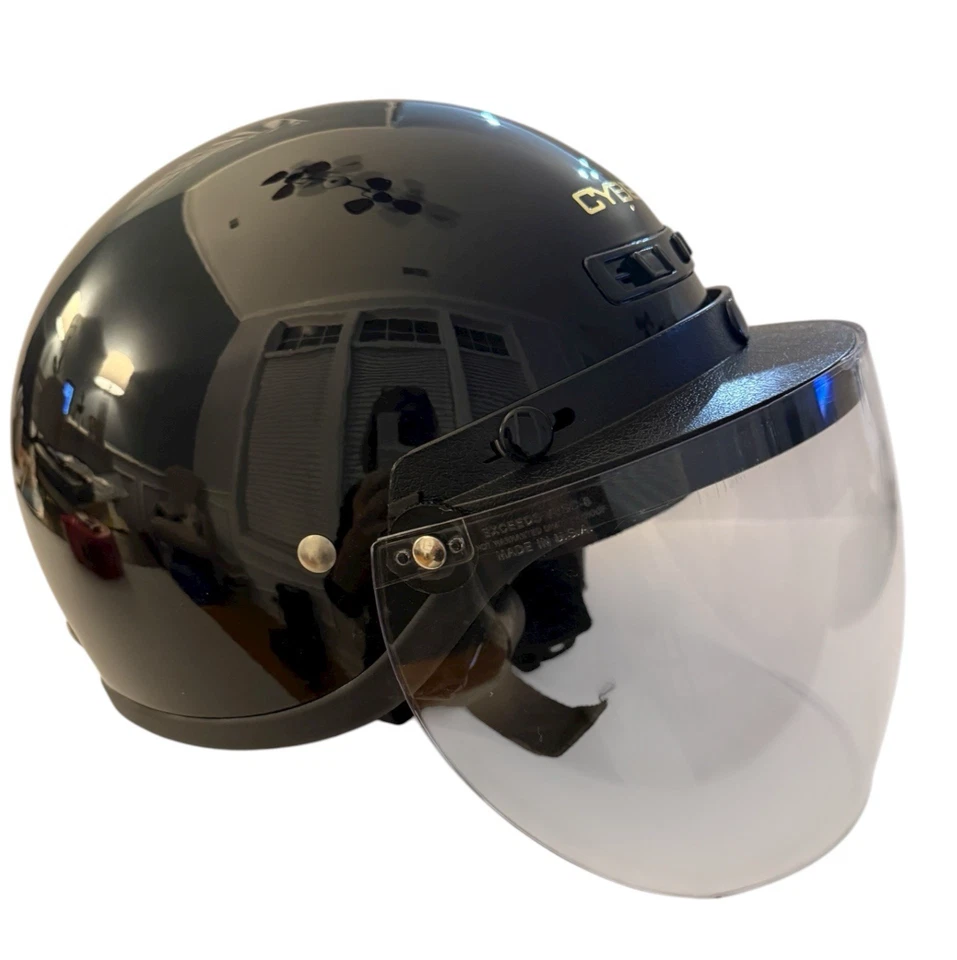 Cyber Motorcycle Helmet Half Black with Shield U-1 Small H 798441 with Insert - Image 4 of 4