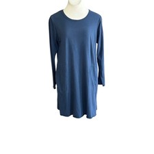 Gudrun Sjoden Dress Blue Organic Cotton Long Sleeve A line Minimalist Size Large