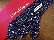 Salvatore Ferragamo Necktie Tie SUITS Mens Unisex SILK Multicolor Luxury FG74