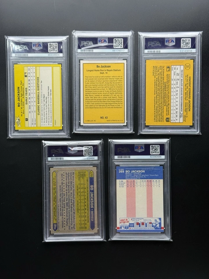 Bo Jackson Rookie PSA Graded 5 Card Lot - Image 2 of 4