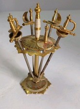 Vintage Toledo Spain Brass 6 Mini Sword Cocktail Picks Appetizer Decor