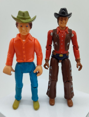 Vintage 1983 Ertl Action Figures Wrangler Luke Bronco Buster & Alamo Cowboy