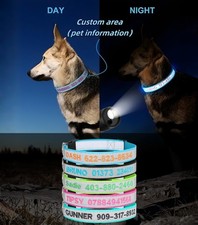 Personalized Reflective Dog Collar Custom Embroidered ID Name Phone Number Nylon