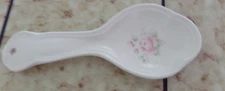 Pfaltzgraff Spoon Rest Holder Pottery Tea Rose Tearose Pink Floral 9" EUC!