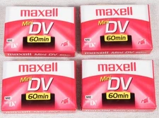 Lot of 4 - Maxell Mini DV SP 60 Minutes Digital Video Cassettes - Factory Sealed