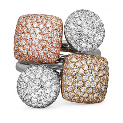 Pavé-Set Rundschliff Diamant Cocktail Ring 18K Mehrfarbig Gold 2,45 Karat Größe 6