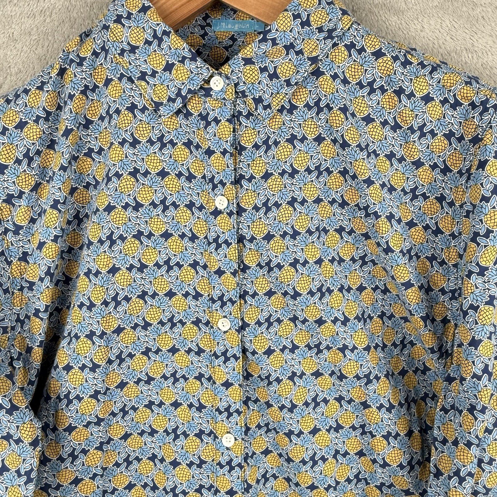 J. McLaughlin Pineapple Print Button Up Blouse Wo… - image 3