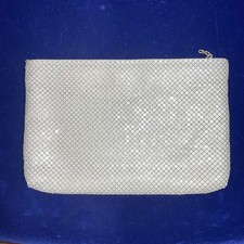 Vintage Whiting and Davis International White Metal Mesh Evening Clutch Purse