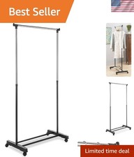 Elegant Adjustable Garment Rack - Rolling Clothes Organizer in Black and Chrome