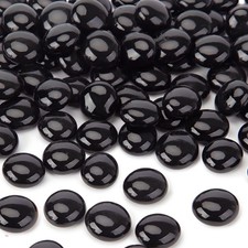 DomeStar 1LB Flat Glass Marbles, Black Beads Bulk Vase Medium,
