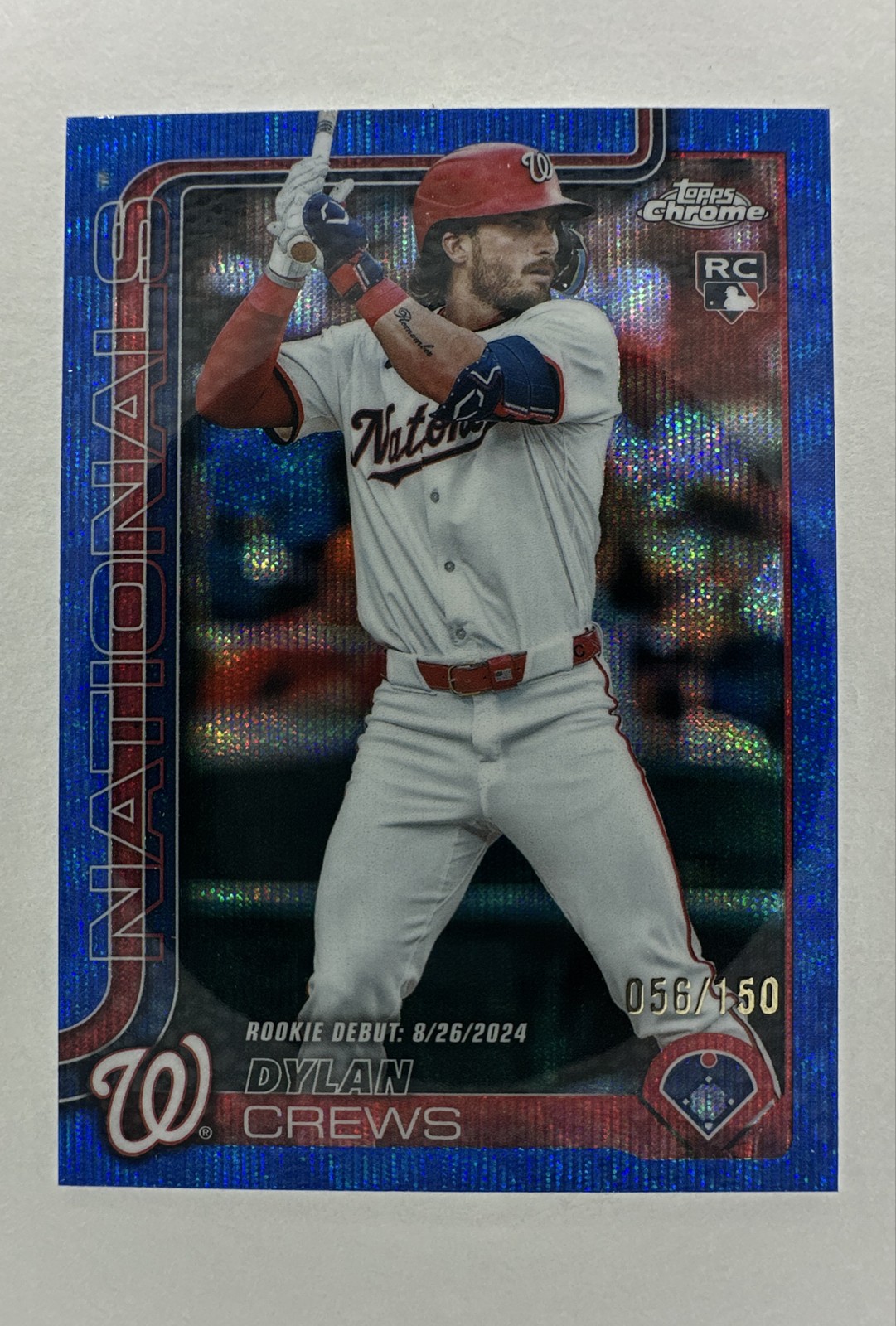 2025 Topps Chrome Update -Rookie Debut Dylan Crews Blue Wave Refractor /150 (RC)