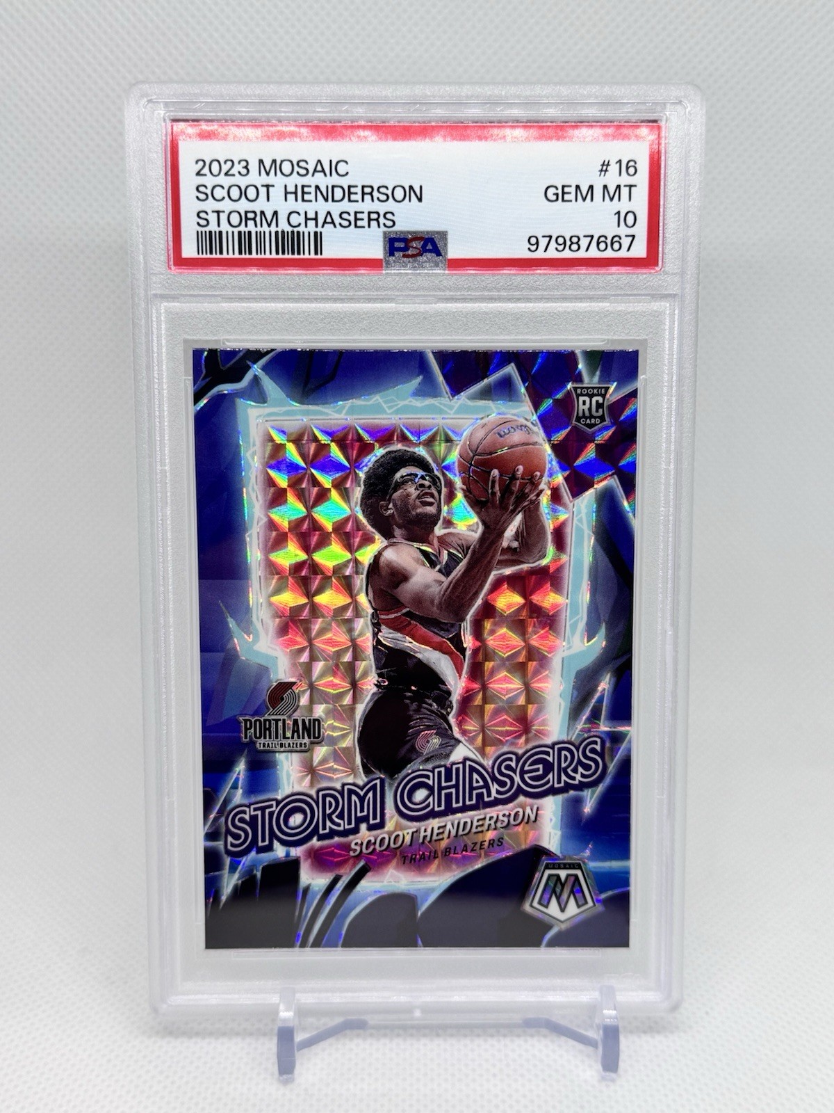 2023 Mosaic Storm Chasers #16 Scoot Henderson RC PSA 10 GEM Blazers Rookie