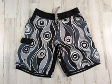 Vintage 90s Y2K Billabong Board Shorts Mens 32 Black Gray Silver Cargo Geometric