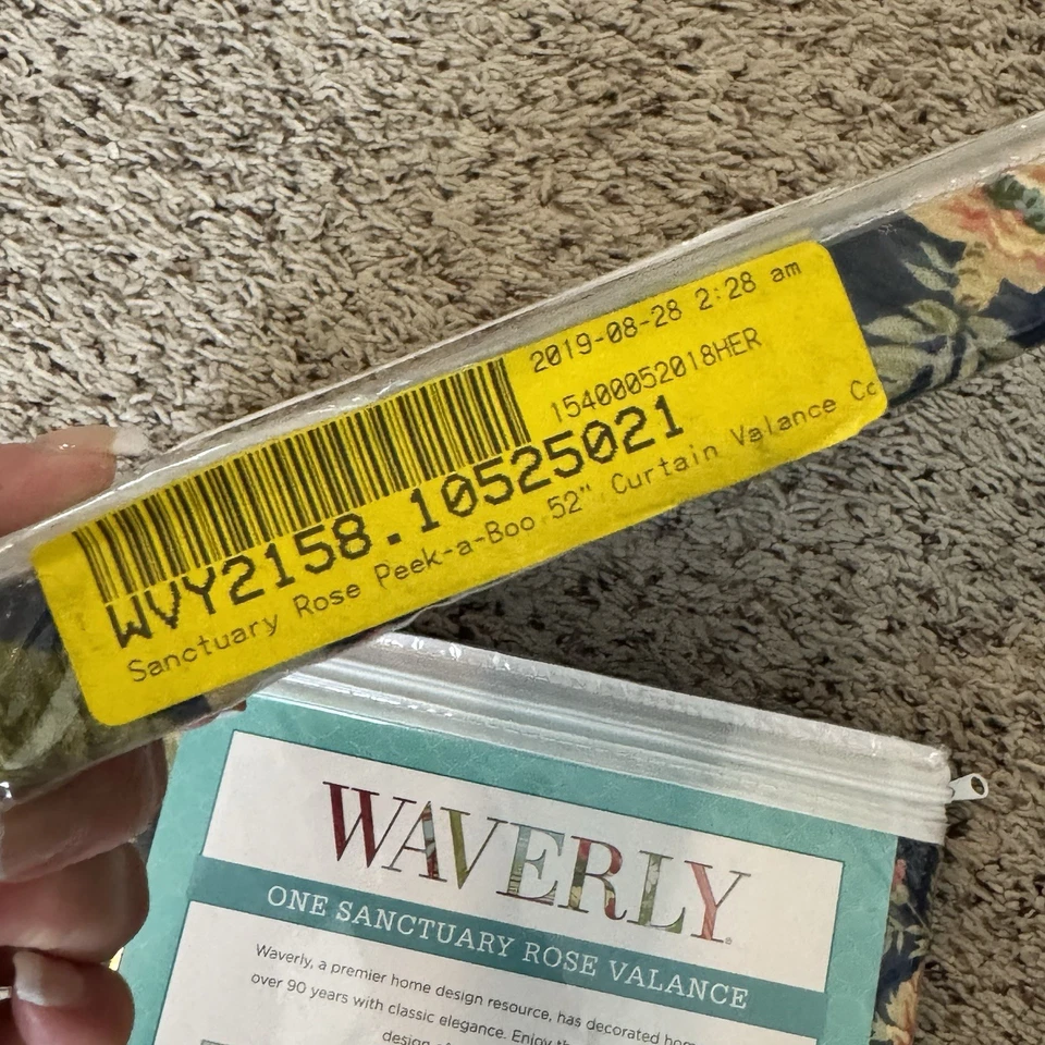 Juego de 3 botones a rayas azules Waverly Sanctuary Rose Heritage Peek A Boo cenefa Foto 3 de 4