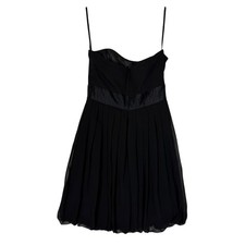 White House Black Market Dress Womens 2 Black Pleated Cocktail Spaghetti Strap