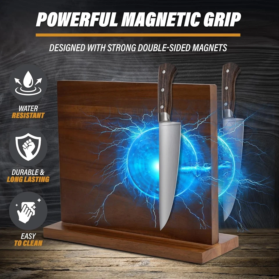 Wooden Magnetic Knife Holder - Dual - Sided Stand with Enhanced Magnets - Image 4 of 4