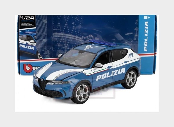 1:24 Burago Alfa Romeo Tonale Polizia 2023 Light Blue White BU21115P Modellbau-image