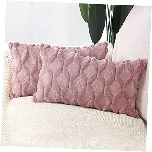 Set of 2 Soft Plush Short Wool Velvet Decorative Throw Pillow Covers 12x20