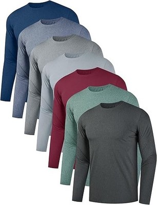 Paquete de 7pc camisas de manga larga para hombre, ajuste seco, erupción UPF 50+