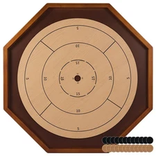 27in Wooden Octagon Classic Crokinole Board Game Tournament Dexterity Games C...