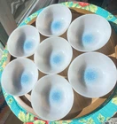 7 Vintage Anchor Hocking Fire King Blue Mosaic Berry Dessert Bowls 4 1/2" MCM