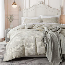 Duvet Cover King Waffle Weave Duvet Cover Set 100 Cotton Textured Khaki King Du