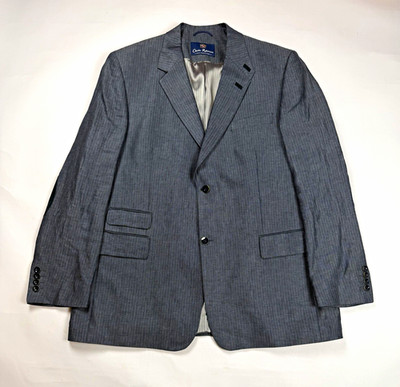 Charles Robertson Herren Blazer Sakko grau Leinen Gr. 56 2-Knopf Revers Taschen