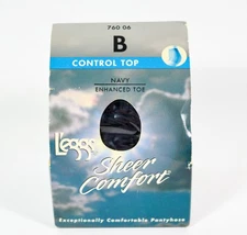 L'eggs Sheer Comfort Control Top Enhanced Toe NAVY Pantyhose Size B Style76006