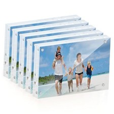 4x6 Acrylic Picture Frame 5 Pack, 20mm Thick Magnetic Double 4x6" 5 Pack Clear