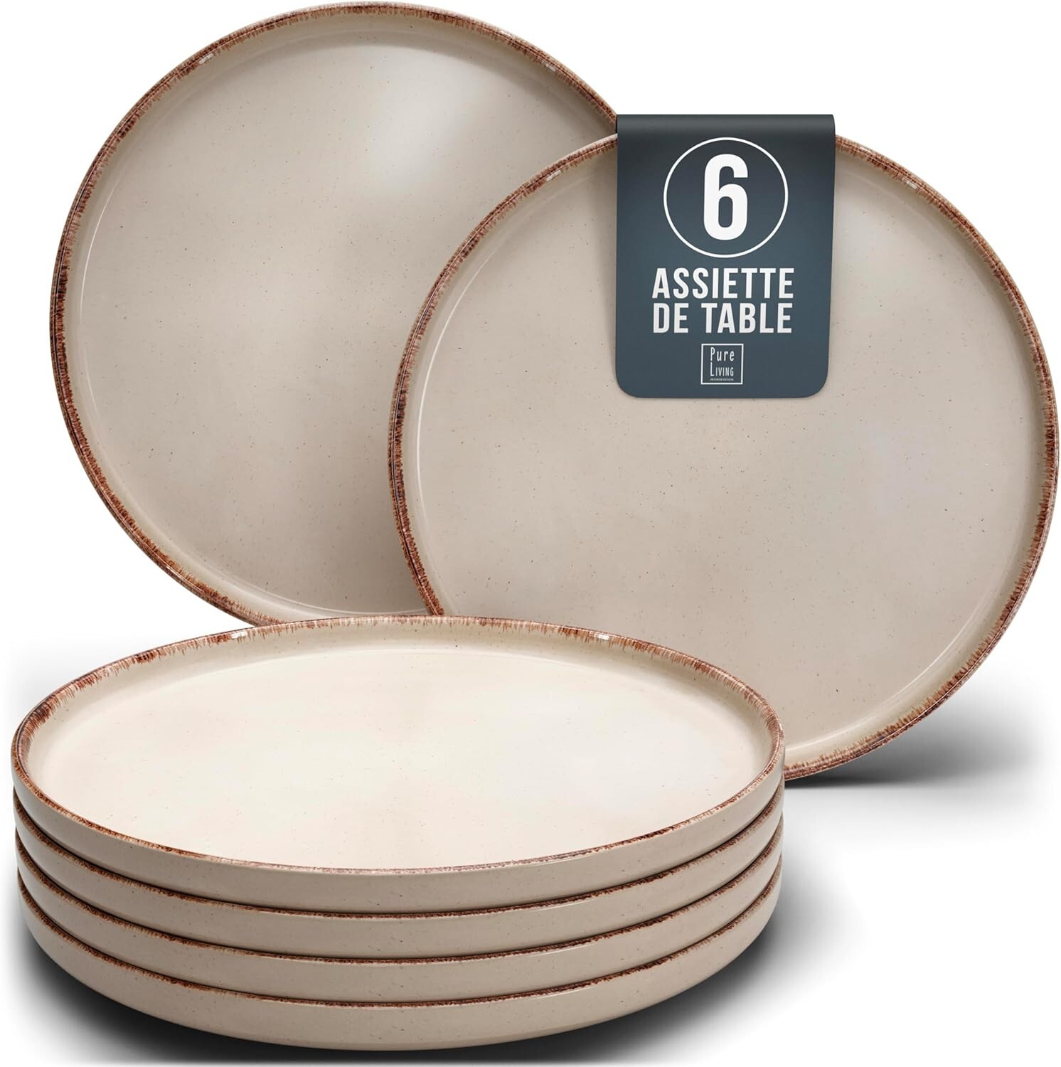Assiettes en grès rustique haut de gamme pour tables modernes - Set de 6