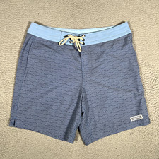 Fair Harbor Shorts Mens 33 Blue Wave Board Drawstring Beach Surf Swim Logo