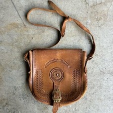 Vintage Tooled Leather Bag-Crossbody