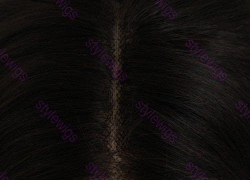 Peluca marrón oscuro larga onda de cuerpo calor OK frente de encaje mezcla de cabello humano EVGE - Imagen 7 de 11