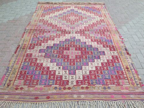 Antique Turkish Kilim Rug, Tribal Kelim, Floor Rug 71"x109" Area Rug Wool Carpet - Picture 1 of 12