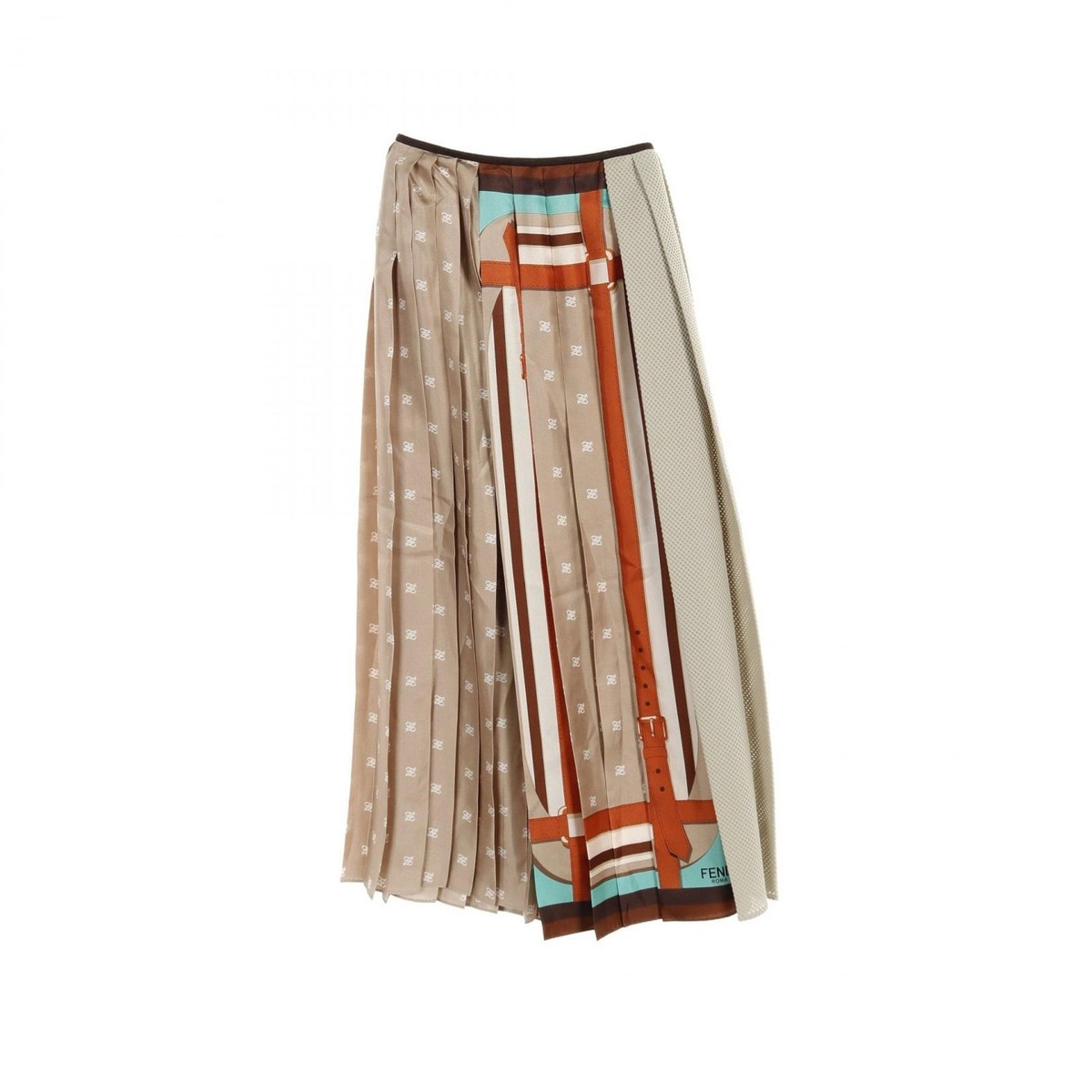 スカート FENDI Linen beige longuette skirt Skirt Cotton Beige | Fendi