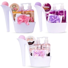 Draizee 24 Pcs Rose, Jasmine Lavender Scented Set of 3 Spa Gift Basket for Women