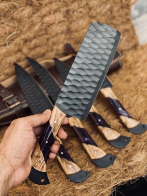 Professional Damascus Steel Chef Knife Set Full Tang Hand-Forged Kitchen Cutlery