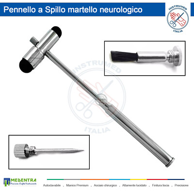 Neurologischer BUCK Reflexhammer Edelstahlhammer mit Nadel und Bürste