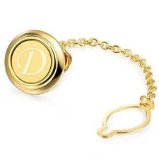  Mens Tie Tacks for Men with Chain Round Gold Tie Pins Wedding D Tie Pins