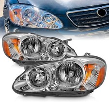 New Set For 2003-2008 Toyota Corolla Chrome Headlights Replacement Headlamps