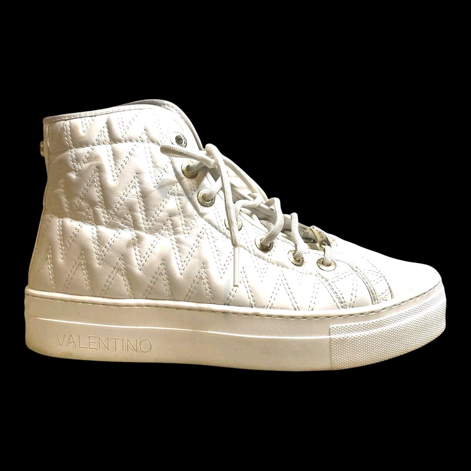 Valentino By Mario High Top Sneakers Women’s Sz 8.5 Made In Italy White Leather thumbnail 7