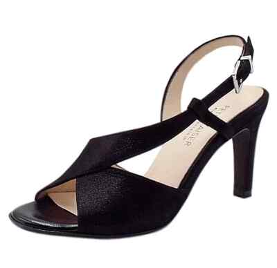Peter Kaiser Oprah Damen-Sandalen UK 6 schwarz Veloursleder hoher Absatz zehenfrei Fersenriemen